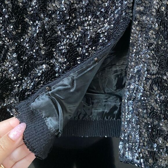 Vintage 1970's Black Sequin Evening Jacket, Size S - Picture 4 of 9